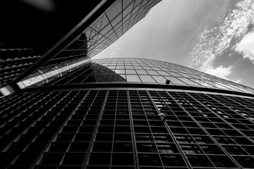 Fototapeta premium Corporate office building in Milan - detail in black and white tones.