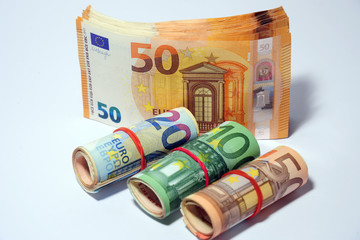 Euro money banknote - economy crisis and bank