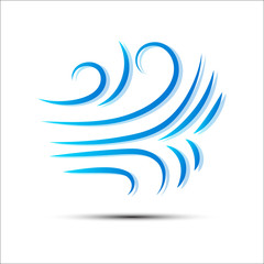 Vector illustration of wind icon isolated on white.