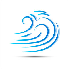 Vector illustration of wind icon isolated on white.