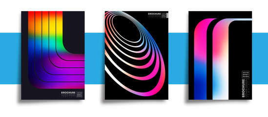 Set of abstract design posters with colorful gradient textures for wallpaper, flyer, poster, brochure cover, typography or other printing products. Vector illustration