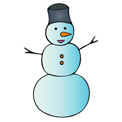 Snowman. Colored vector illustration. Isolated background. Cartoon style. Fabulous character. Christmas. New Year. Festive print. Idea for web design, sticker. Winter fun. Snowman modeling. 