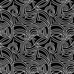 Obraz premium Abstract black and white seamless line pattern, vector illustration