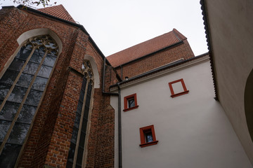 Old Historical Buildings on the streets in Wroclaw city, Poland