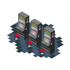 3台の黒いスロットマシンの等角投影図