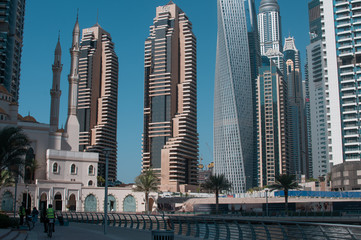 View of the tall buildings of the city against