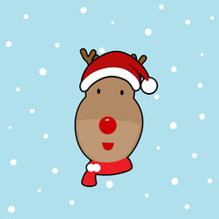 Cute reindeer. Christmas background. Christmas Greeting Card. Vector illustration.