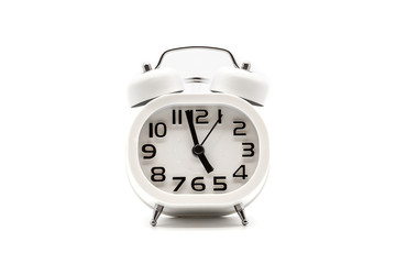 white ringing old alarm clock