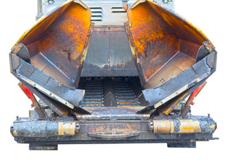 asphalt paver machine during road construction works