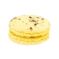 Single Macaroon Cookie. Detailed Close Up Studio Shoo Isolated on White Background