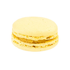 Single Macaroon Cookie. Detailed Close Up Studio Shoo Isolated on White Background