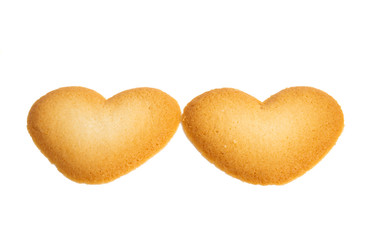 butter cookies hearts isolated