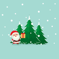 Santa Claus. Christmas background. Christmas Greeting Card. Vector illustration.