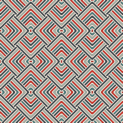 Wicker seamless pattern with geometric ornament. Pastel colors background with overlapping stripes. Fish scale motif.