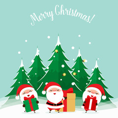 Santa Claus. Christmas background. Christmas Greeting Card. Vector illustration.