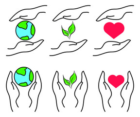 concept of protective hands holding the earth, protecting the nature and spreading love