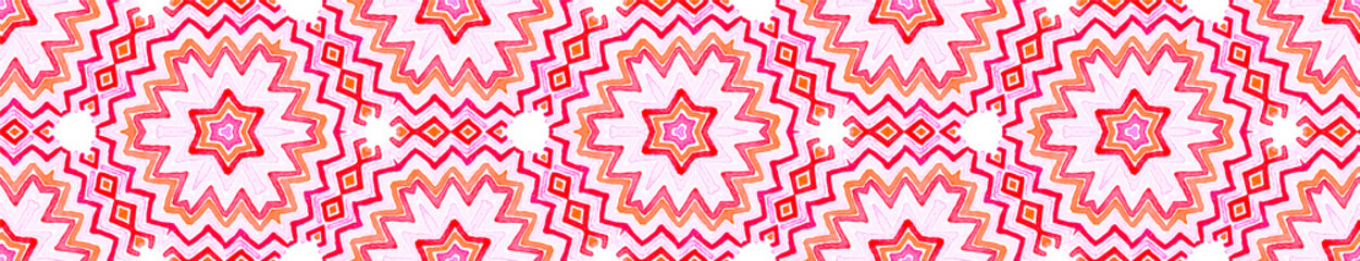 Pink red Seamless Border Scroll. Geometric Waterco