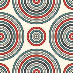 Repeated circles ornamental wallpaper. Seamless pattern with pastel colors round vortexes.