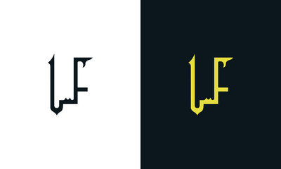 Minimalist luxury line art letter LF logo. This logo icon incorporate with two Arabic letter in the creative way. It will be suitable for Royalty and Islamic related brand or company.  - obrazy, fototapety, plakaty