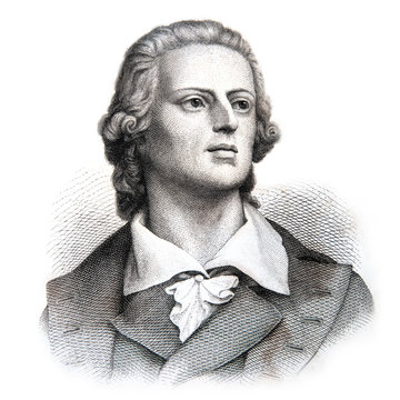 Johann Friedrich von Schiller (1759 –1805), German poet and writer. Picture from Ch. Oeser’s antique book “Aesthetische Briefe” (Esthetic Letters). Published by Friedrich Brandstetter, Leipzig (1874)