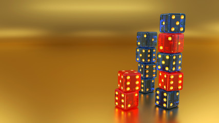 Casino Glass Dices With Golden Dots - 3D Illustration