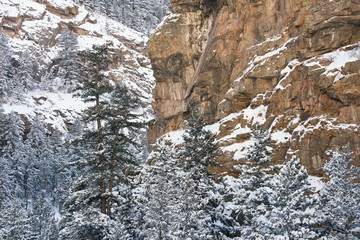 Winter landscape of Clear Creek Canyon, Rocky Mountains, Colorado