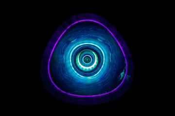 Sound waves in the dark in violet color