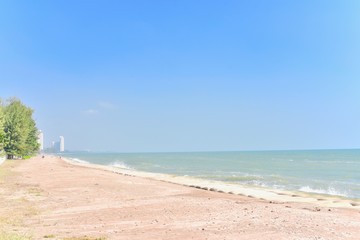 Nature Scenery of Cha Am Beach in Phetchaburi Province, Thailand