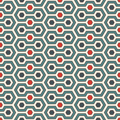 Honeycomb background. Blue colors repeated hexagon tiles wallpaper. Seamless pattern with classic geometric ornament.
