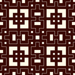 Outline seamless pattern with geometric figures. Repeated squares and rhombuses ornamental abstract background.