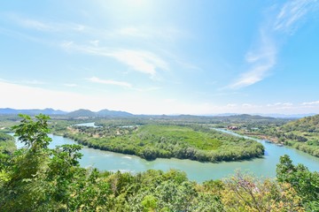 Fototapeta na wymiar View of Curve of Pranburi River