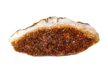 Citrine mineral close up. Stone crystals isolated on white background.