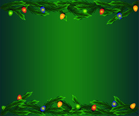 background with christmas tree and garland and place for your text