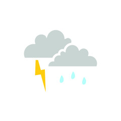 simple vector icon of clouds. stormy weather. raining with lightning