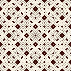Outline seamless pattern with geometric figures. Repeated squares and rhombuses ornamental abstract background.