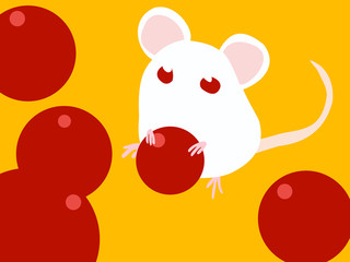 南天を持ったハツカネズミ