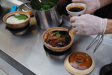 Professional Chef Cooks. street food.