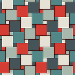 Square grid texture. Pythagorean tiling motif. Seamless pattern design with classic ornament. Geometric background