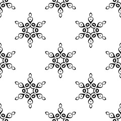 Fantasy seamless pattern with ornamental mandala. Abstract round doodle flower background. Floral geometric circle. Vector illustration.  