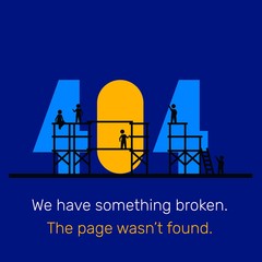 Vector creative night template of found 404 error page with scaf
