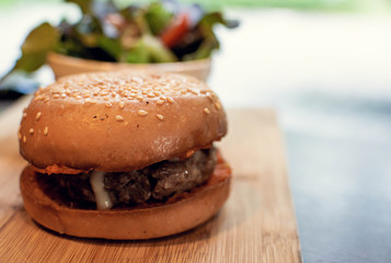 Selective focus of Beef burger