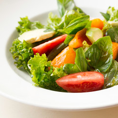 fresh salad with tomatoes and cucumbers