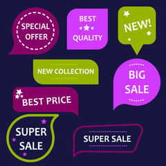 set of flat design sale badges. vector stickers for online shopping