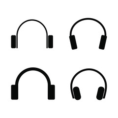 Headphones set. Simple flat style vector icons