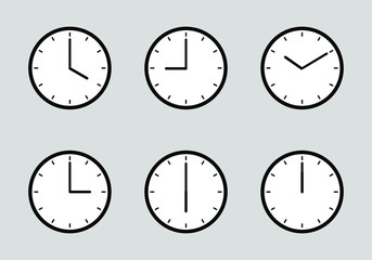 Simple wall clock set. each clock is grouped with its elements separately