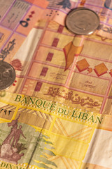 Lebanese lira LL. Lebanese pound LBP banknotes and coins
