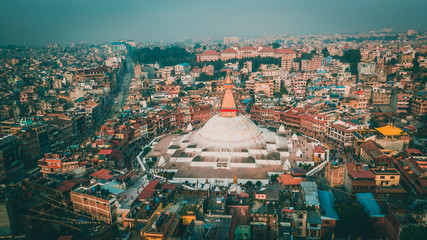 Stupa Bodhnath Kathmandu Nepal photo from air