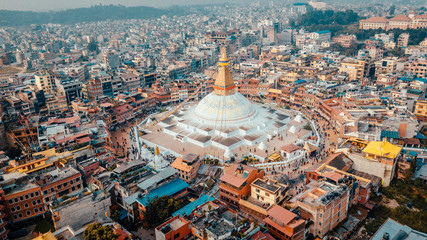 Stupa Bodhnath Kathmandu Nepal photo from air