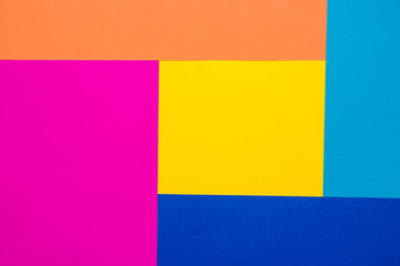 Multicolored paper texture minimalism background. Minimal geometric shapes and lines in colours.Top view. Minimalist Style. Copy, empty space for text