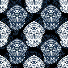 Ornamental ethnic art, patterned Indian, Turkish, Arabic, paisley. Hand drawn illustration. Tattoo, astrology, alchemy, boho and magic symbol. Original design in doodle style.